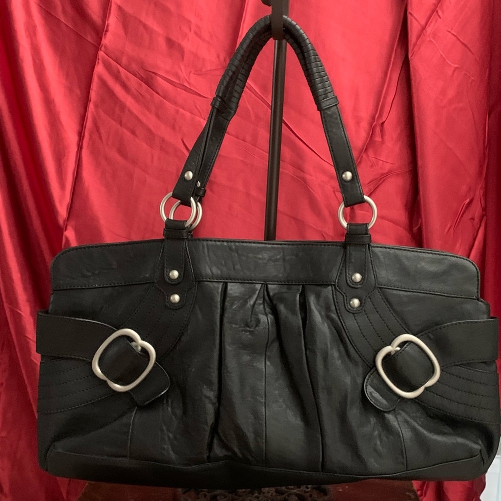 🖤Vintage HYPE Black Leather Large Shoulder bag/or Satchel Carry!